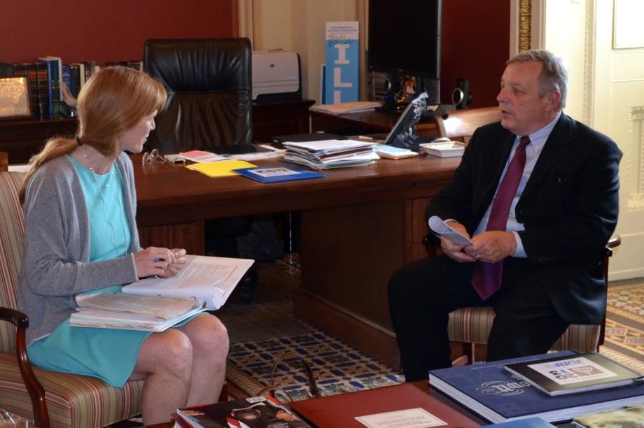 US Senator Dick Durbin (D-IL) met with Samantha Power in order to discuss her nomination as US Ambassador to the United Nations.